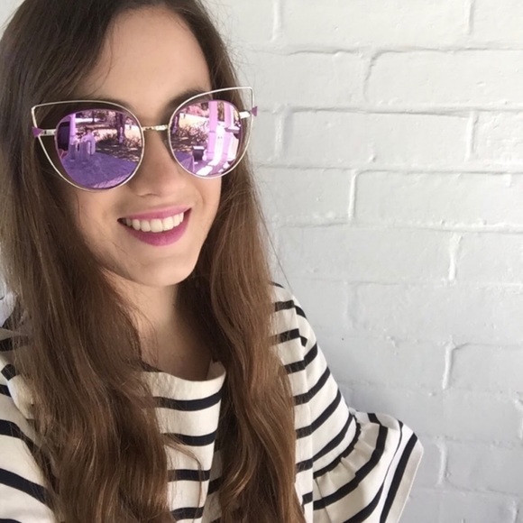 🆑 "Evelyn" Sunglasses || Purple Mirror Cat Eye - Picture 4 of 7